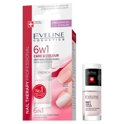 6w1 Care&Colour odżywka do paznokci nadająca kolor French 5ml Eveline Cosmetics
