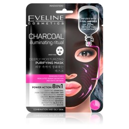 Eveline Cosmetics Charcoal Iluminating Ritual oczyszczająca maska z węglem na tkaninie 20ml