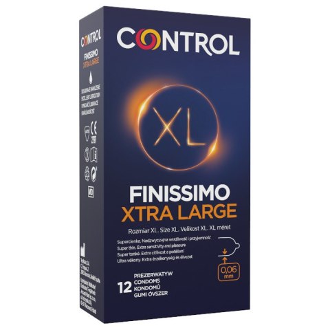 Finissimo Xtra Large bardzo cienkie prezerwatywy z naturalnego lateksu w rozmiarze XL 12szt. Control