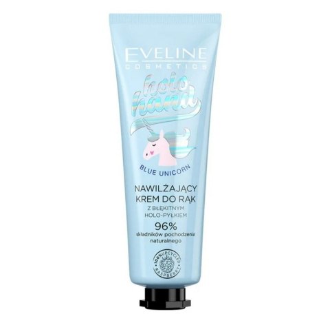 Eveline Cosmetics Holo Hand Blue Unicorn nawilżający krem do rąk z błękitnym holo-pyłkiem 50ml