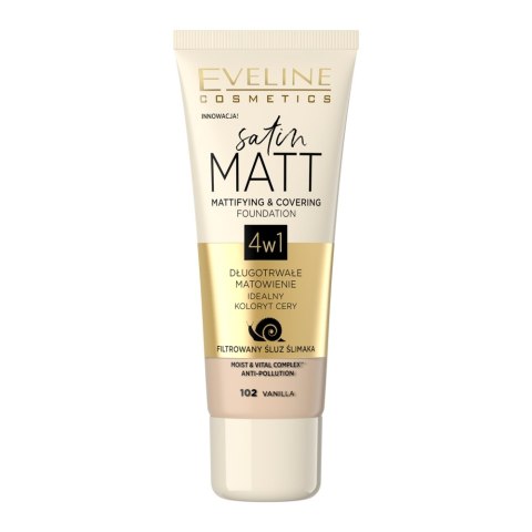 Eveline Cosmetics Satin Matt Foundation matujący podkład do twarzy 102 Vanilla 30ml Eveline Cosmetics Satin Matt Foundation matujący podkład do twarzy 102 Vanilla 30ml