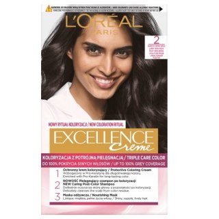 Excellence Creme farba do włosów 2 Bardzo Ciemny Brąz L'Oreal Paris