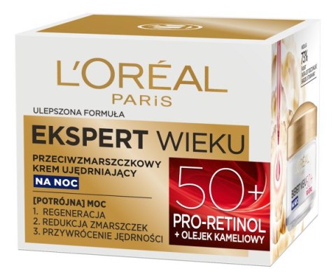 L'Oreal Paris Ekspert Wieku 50+ przeciwzmarszczkowy krem ujędrniający na noc 50ml