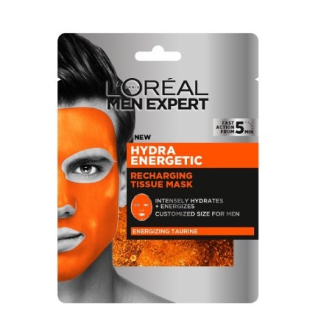 Men Expert Hydra Energetic Recharging Tissue Mask energetyzująca maska w płachcie L'Oreal Paris