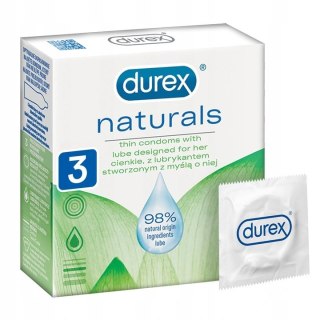 Durex Naturals cienkie prezerwatywy z lubrykantem stworzone z myślą o niej 3szt