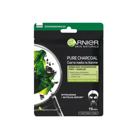 Pure Charcoal Black Tissue Mask oczyszczająca maska na tkaninie z węglem 28g Garnier