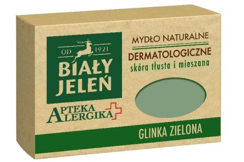 Biały Jeleń Apteka Alergika mydło naturalne dermatologiczne do skóry tłustej i mieszanej Glinka Zielona 125g