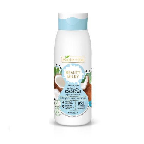 Bielenda Beauty Milky kremowe mleczko kokosowe z prebiotykiem do kąpieli i pod prysznic 400ml Bielenda Beauty Milky kremowe mleczko kokosowe z prebiotykiem do kąpieli i pod prysznic 400ml