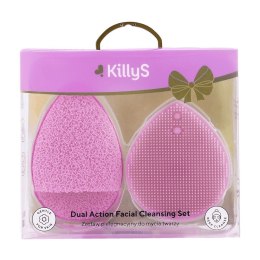 KillyS Dual Action Facial Cleansing zestaw silikonowa szczoteczka do mycia twarzy + gąbka złuszczająca