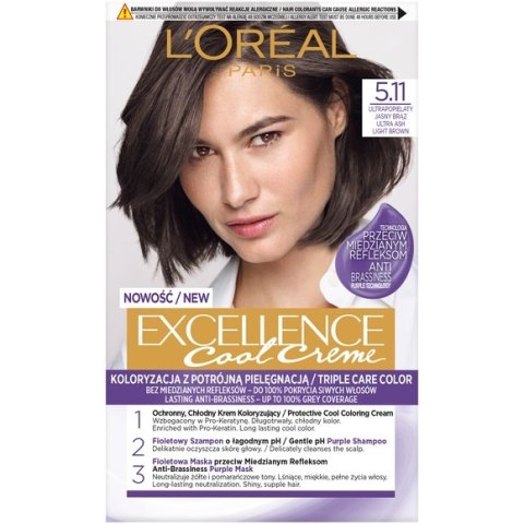 Excellence Cool Creme farba do włosów 5.11 Ultrapopielaty Jasny Brąz L'Oreal Paris