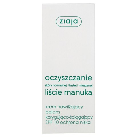 Liście Manuka Oczyszczanie krem nawilżający balans korygująco-ściągający ochrona niska SPF10 50ml Ziaja