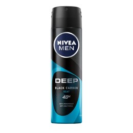 Men Deep Black Carbon Beat antyperspirant spray z aktywnym węglem 150ml Nivea