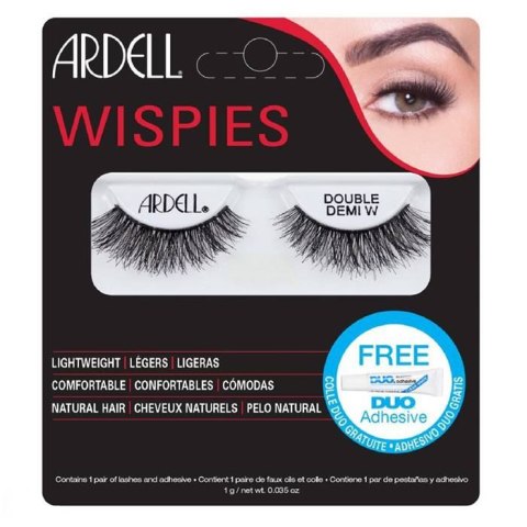 Ardell Wispies Double Demi W para sztucznych rzęs Black + Duo Adhesive klej do rzęs 1g