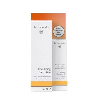 Dr. Hauschka Zestaw Revitalising Day Lotion rewitalizujący balsam na dzień 50ml + Soothing Cleansing Milk kojące mleczko do demakijażu 10ml