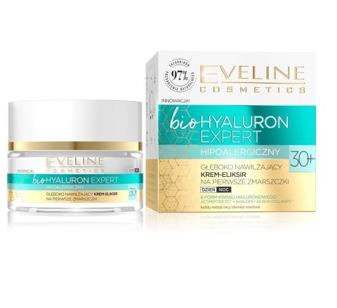 Eveline Cosmetics Bio Hyaluron Expert 30+ głęboko nawilżający krem-eliksir na pierwsze zmarszczki na dzień i noc 50ml