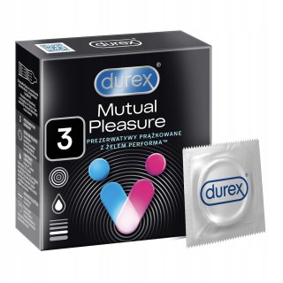 Durex Mutual Pleasure prezerwatywy z wypustkami 3 szt prążki opóźniające