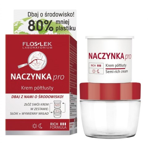 Floslek Naczynka Pro krem półtłusty na dzień i noc słoik + wkład 50ml