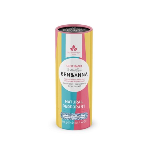 Natural Soda Deodorant naturalny dezodorant na bazie sody sztyft kartonowy Coco Mania 40g Ben&Anna