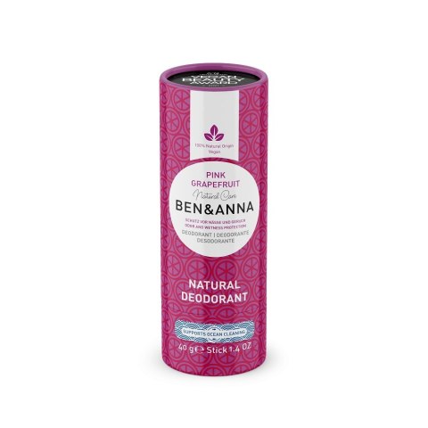 Natural Soda Deodorant naturalny dezodorant na bazie sody sztyft kartonowy Pink Grapefruit 40g Ben&Anna
