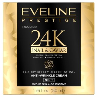 Eveline Cosmetics Prestige 24k Snail&Caviar luksusowy głęboko regenerujący kram przeciwzmarszczkowy na noc 50ml