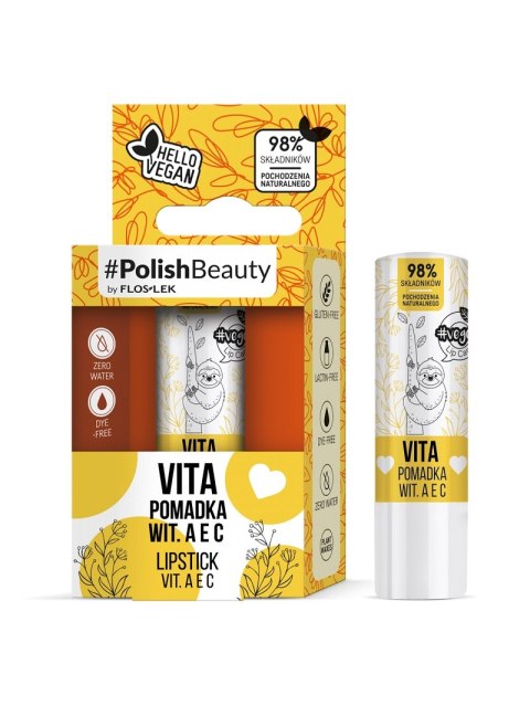 Floslek Vege Lip Care Vita wegańska pomadka do ust Witaminy A E C 4.1g Floslek Vege Lip Care Vita wegańska pomadka do ust Witaminy A E C 4.1g