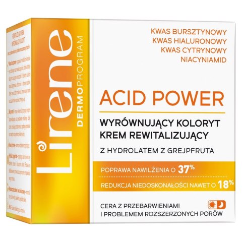 Lirene Acid Power rewitalizujący krem wyrównujący koloryt z hydrolatem z grejpfruta 50ml