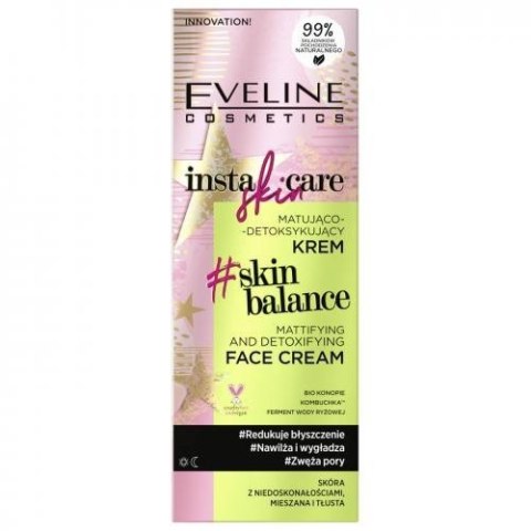 Eveline Cosmetics Insta Skin Care matująco-detoksykujący krem do skóry z niedoskonałościami mieszanej i tłustej 50ml