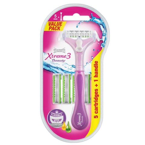 Wilkinson Xtreme3 Beauty maszynka do golenia z wymiennymi wkładami dla kobiet + 5 wkładów