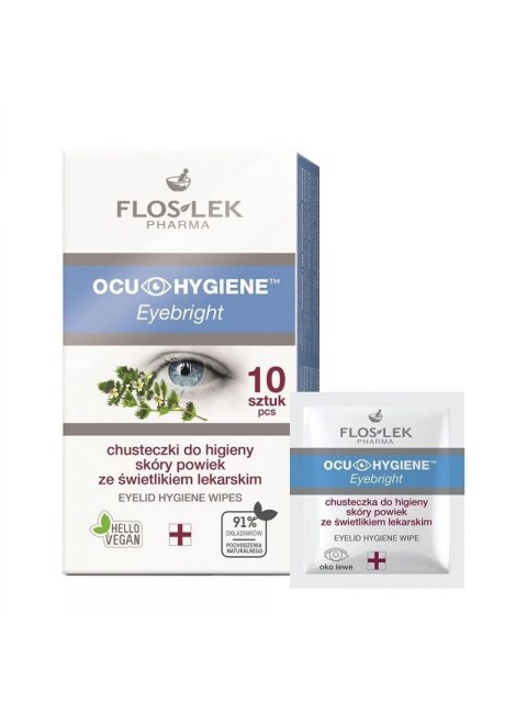 Floslek Ocu Hygiene Eyebright chusteczki do higieny skóry powiek ze świetlikiem lekarskim 10szt