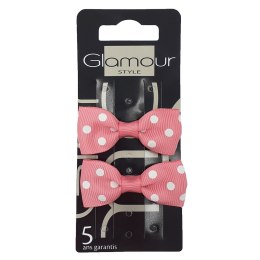 Glamour Spinki do włosów z kokardą Różowe 2szt