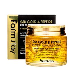 FarmStay 24K Gold & Peptide Perfect Ampoule Cream ampułka do twarzy z 24-karatowym złotem i peptydami 80ml