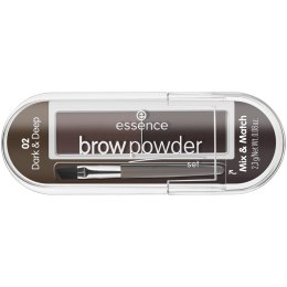 Essence Brow Powder Set zestaw do stylizacji brwi z pędzelkiem 02 Dark & Deep 2.3g