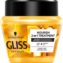 Gliss Oil Nutritive Nourish 2-in-1 Treatment maska odżywcza do włosów przesuszonych i nadwyrężonych 300ml