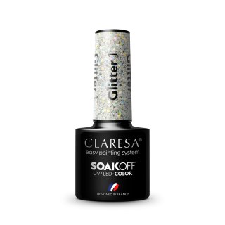 Claresa Soak Off UV/LED Glitter lakier hybrydowy 1 5g