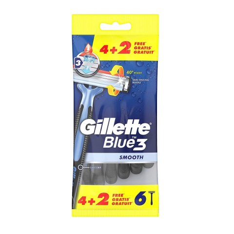 Blue 3 Smooth jednorazowe maszynki do golenia dla mężczyzn 6szt Gillette