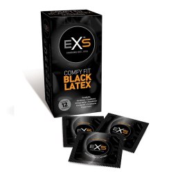EXS Comfy Fit Black Latex Condoms prezerwatywy z czarnego lateksu 12szt.