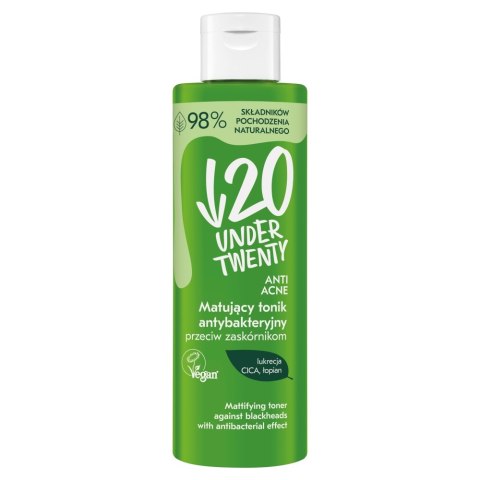 Under Twenty Anti Acne matujący tonik antybakteryjny przeciw zaskórnikom 200ml