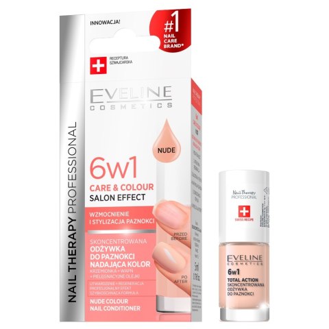 Nail Therapy Professional 6w1 Care & Colour skoncentrowana odżywka do paznokci nadająca kolor Nude 5ml Eveline Cosmetics