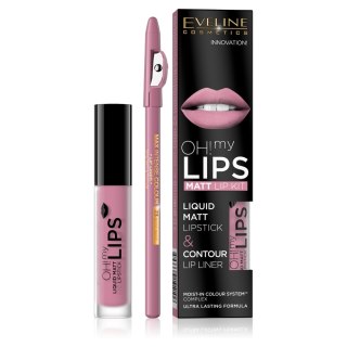 Eveline Cosmetics Oh My Lips zestaw do makijażu ust matowa pomadka w płynie i konturówka 03 Rose Nude