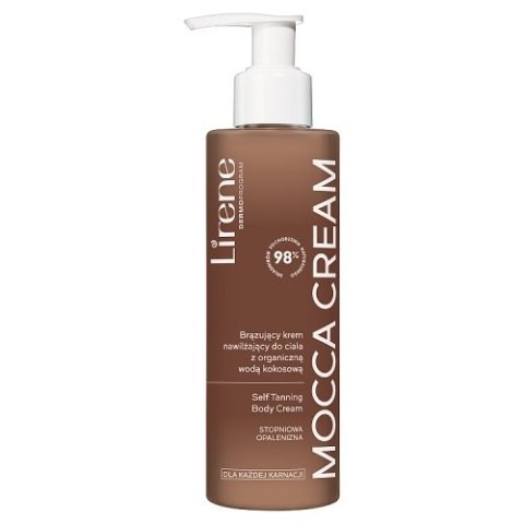 Perfect Tan brązujący krem nawilżający do ciała z organiczną wodą kokosową Mocca Cream 190ml Lirene