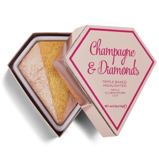 Makeup Revolution I Heart Revolution Diamond Triple Baked Highlighter wypiekany rozświetlacz Champagne & Diamonds 10g