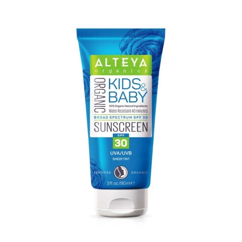 Kids & Baby Organic Sunscreen krem do opalania dla dzieci i niemowląt SPF30 90ml Alteya