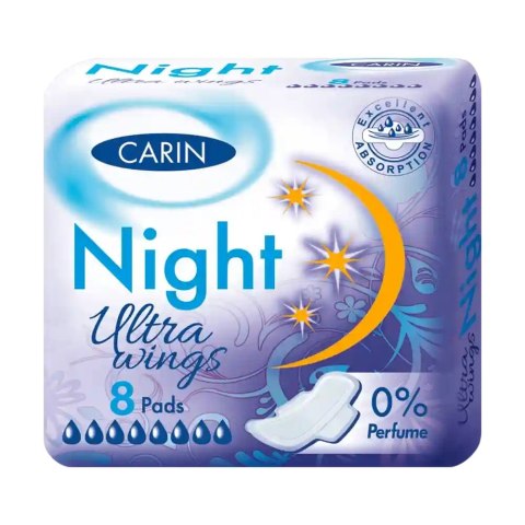 Ultra Wings Night podpaski higieniczne na noc 8szt Carin