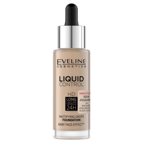 Eveline Cosmetics Liquid Control HD matujący podkład do twarzy z niacynamidem 035 Natural Beige 32ml Eveline Cosmetics Liquid Control HD matujący podkład do twarzy z niacynamidem 035 Natural Beige 32ml