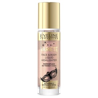 Eveline Cosmetics Variete Liquid Highlighter płynny rozświetlacz do twarzy i ciała 02 Rose Gold 30ml