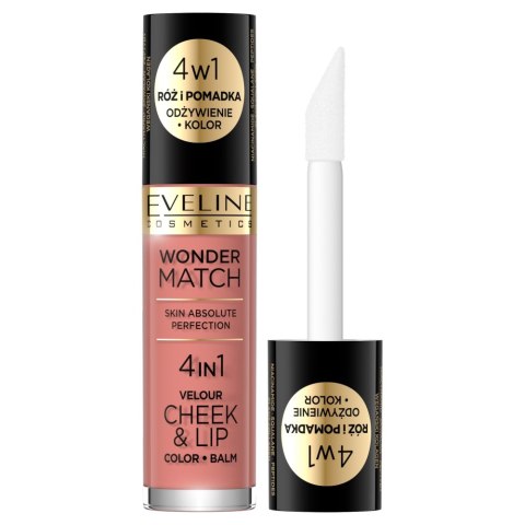 Wonder Match Velour Cheek&Lip róż i pomadka w płynie 01 4.5ml Eveline Cosmetics