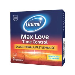 Unimil Max Love Time Control nawilżane lateksowe prezerwatywy 3szt