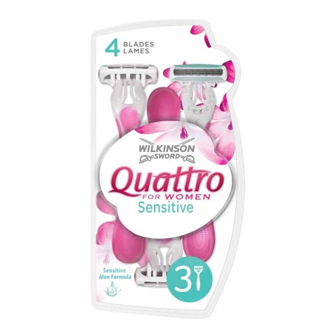 Quattro For Women Sensitive jednorazowe maszynki do golenia dla kobiet 3szt Wilkinson