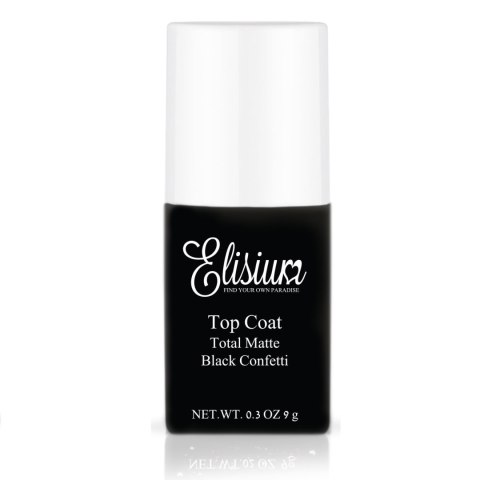 Elisium Top Coat Total Matte matowy top do lakierów hybrydowych Black Confetti 9g