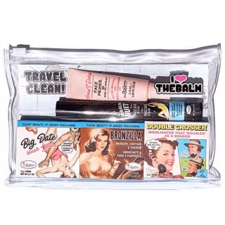 Clean & Green Travel Kit zestaw baza pod makijaż 11.8ml + róż 3g + bronzer 3g + rozświetlacz 3g + tusz do rzęs 8ml The Balm